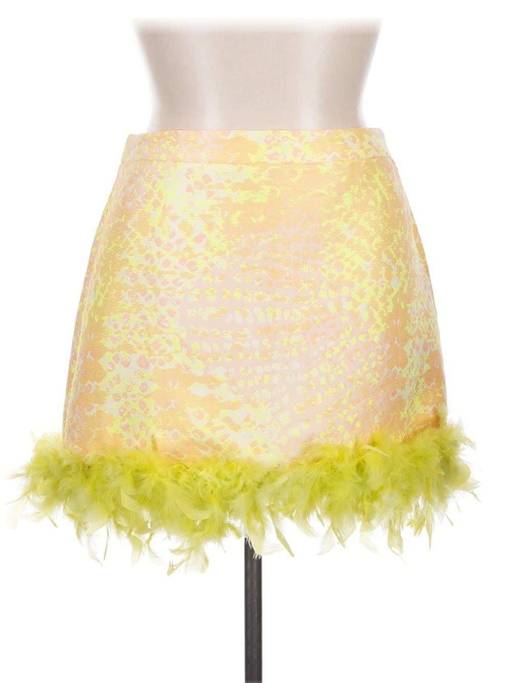 River Island Yellow Iridescent Feather Trim Mini Skirt